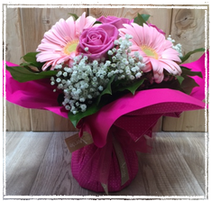 BOUQUETTO  ROSE + GERBERE + GIPSOPHILA